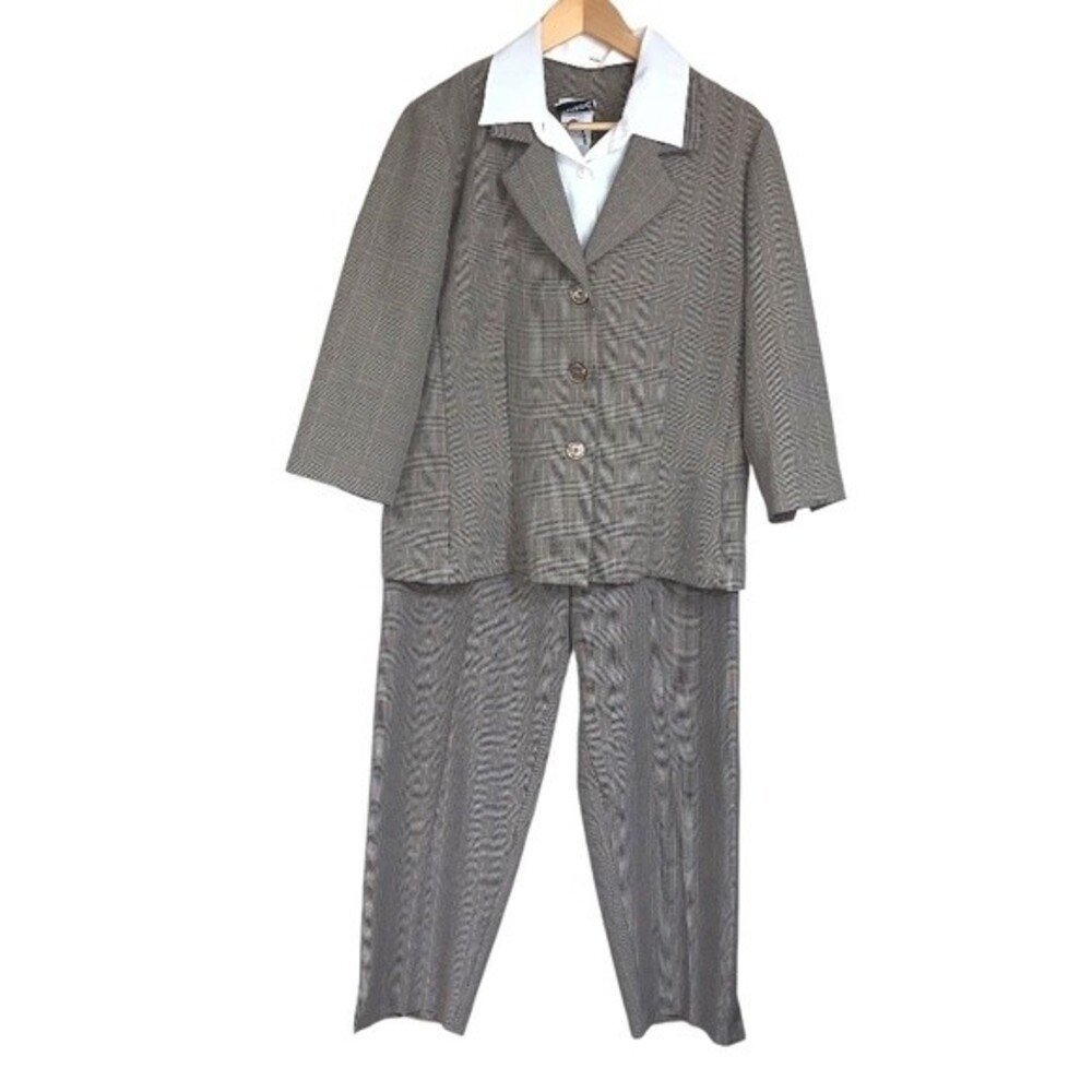 Beige Tan Pantsuit Women’s Size 16 Blazer Jacket Pants Set Fashion Bug Business